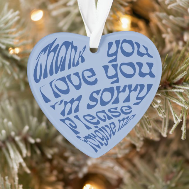 Ho'oponopono Heart-Shaped Text Blue Ornament (Tree)