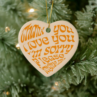 Ho'oponopono Heart-Shaped Text Orange Ceramic Tree Decoration