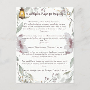 Ho'oponopono Prayer for Prosperity  Postcard