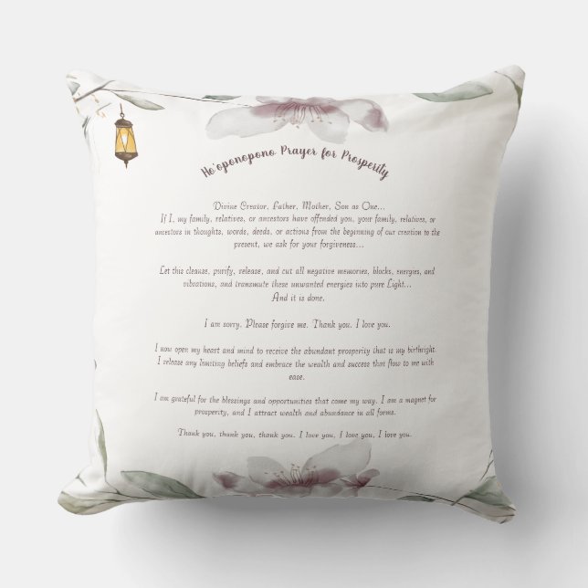 Ho'oponopono Prayer  - Peace & Prosperity Cushion (Front)