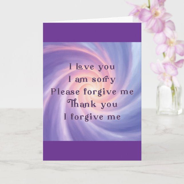 Ho'oponopono Purple Peach n Pale Blue Card (Orchid)