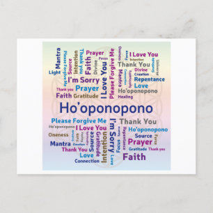 Ho'oponopono Word Cloud - Mantra - Self Love Holiday Postcard