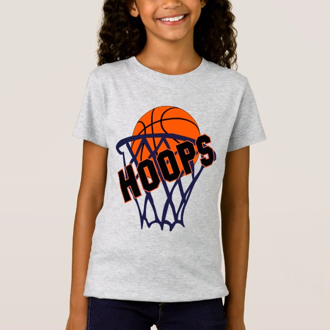 Hoops Basketball & Net Girls Tee (Front)