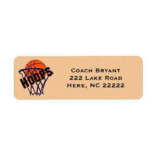 Hoops Basketball & Net Return Address Labels