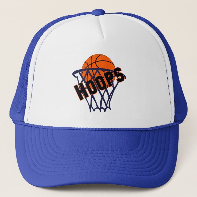 Hoops Basketball & Net Trucker Hat/Cap Trucker Hat (Front)