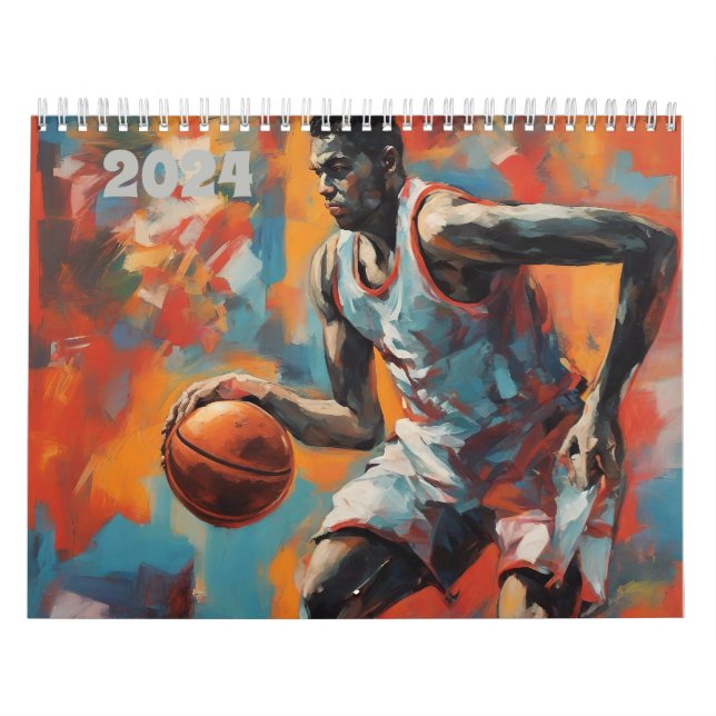 Hoops Dribble Basketball Sports Gift Artworks Calendar (Cover)