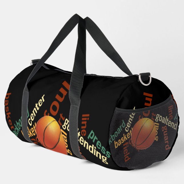 Hoops & Highlights: Colourful Basketball-Inspired  Duffle Bag (Right Corner)