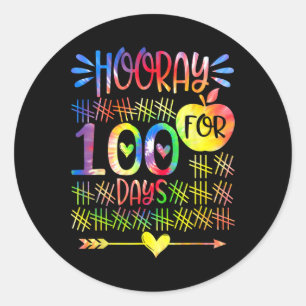Hooray For 100th Day Of School Teacher Student Tie Classic Round Sticker