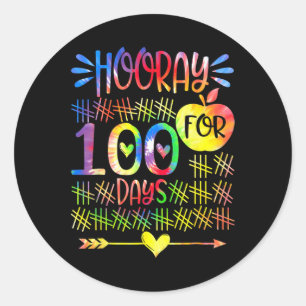 Hooray For 100th Day Of School Teacher Student Tie Classic Round Sticker