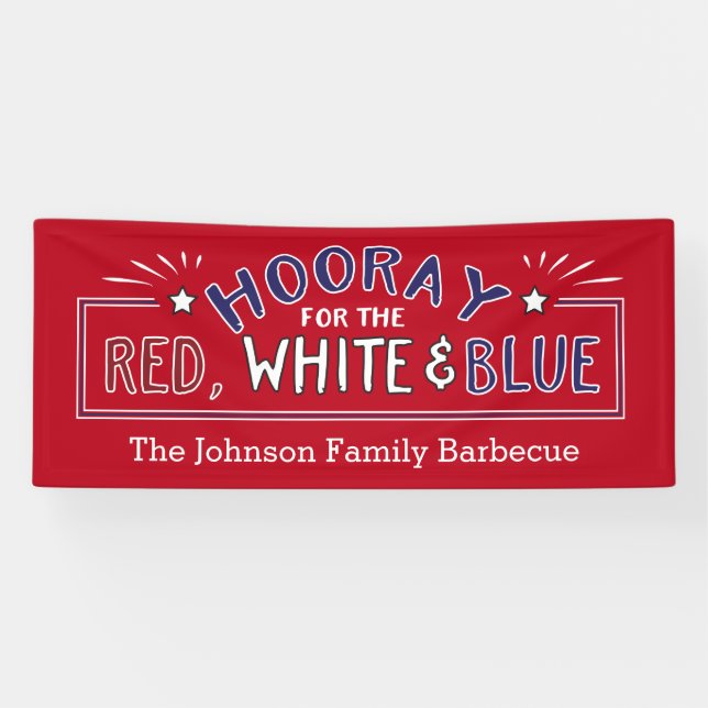 Hooray for July 4th Patriotic Barbecue Banner (Horizontal)