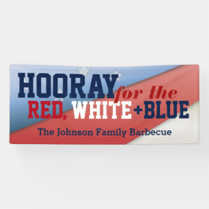 Hooray for July 4th Patriotic Flag Barbecue Banner
