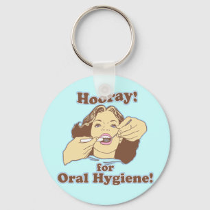 Hooray for Oral Hygiene Retro Key Ring