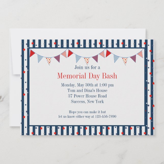 Hooray for the Red, White and Blue Invitation (Front)