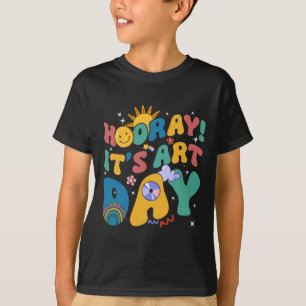 Hooray It's Art Day Art Teacher Rainbow Cute Stude T-Shirt