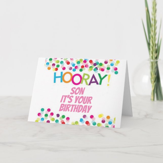 HOORAY **SON ON YOUR BIRTHDAY** CARD (Front)