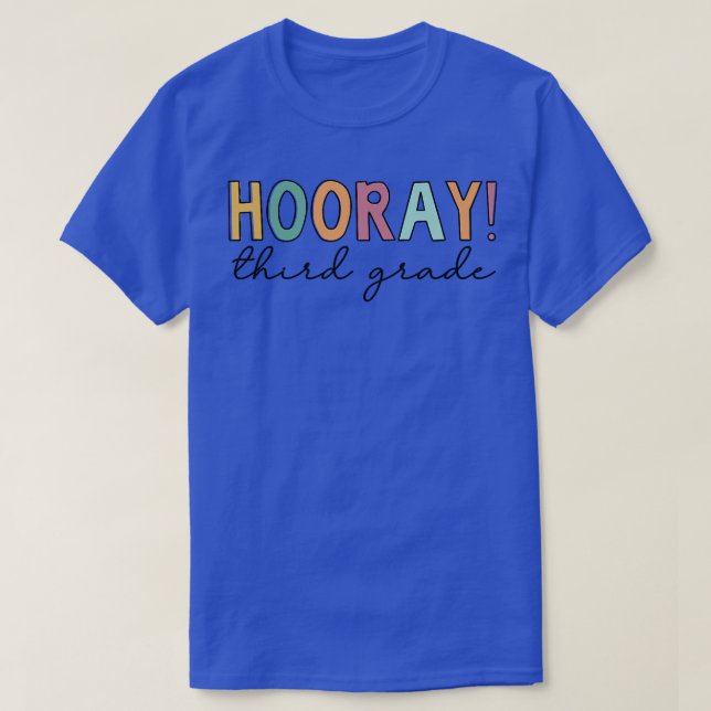Hooray Third Grade, Cute Back To School Premium T- T-Shirt (Design Front)