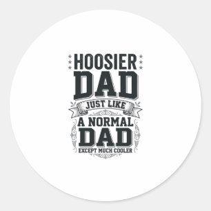 Hoosier Dad Vintage Engraving Quote Shirt Design_1 Classic Round Sticker