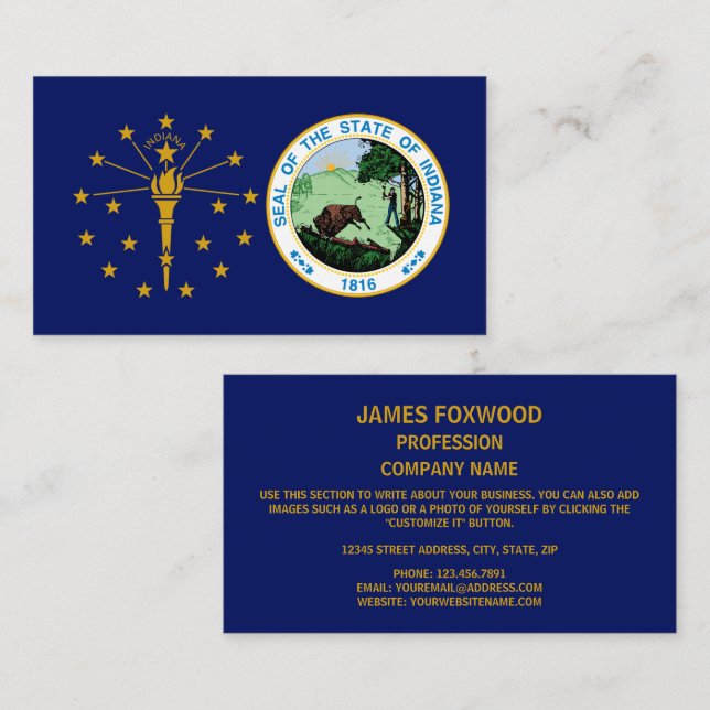 Hoosier Flag & Seal, Flag of Indiana Business Card (Front/Back)