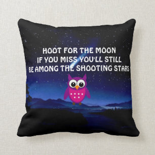 HOOT for the Moon Owl Throw Pillow