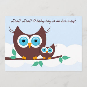 Hoot! Hoot! A baby boy is on his way! Invitation