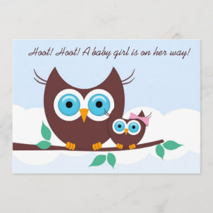 Hoot! Hoot! A baby girl is on her way! Invitation