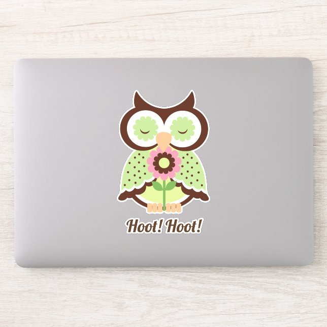 Hoot Hoot! Adorable green spring owl floral (Computer)