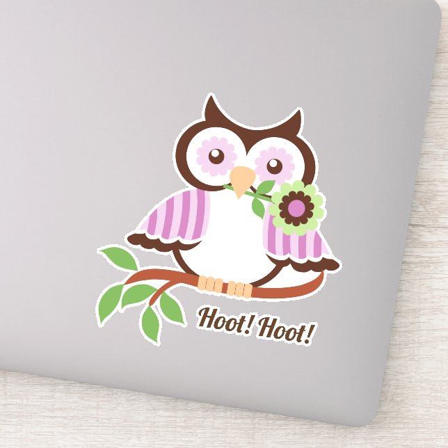 Hoot Hoot! Cute spring owl floral (Detail)
