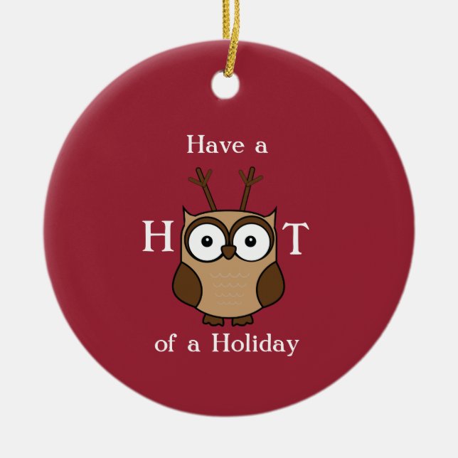 Hoot of a Holiday Custom Year Ceramic Tree Decoration (Front)