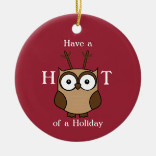 Hoot of a Holiday Personalised Ceramic Ornament