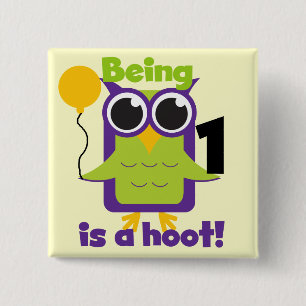 Hoot Owl 1st Birthday T-shirts and Gifts 15 Cm Square Badge
