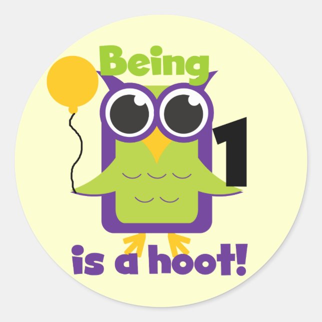 Hoot Owl 1st Birthday T-shirts and Gifts Classic Round Sticker (Front)