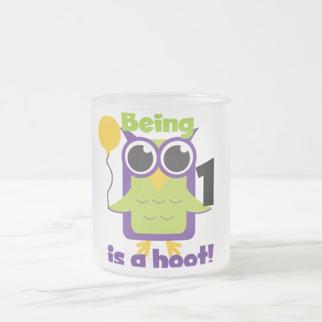 Hoot Owl 1st Birthday T-shirts and Gifts Frosted Glass Coffee Mug (Center)