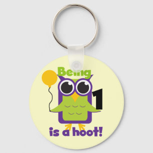 Hoot Owl 1st Birthday T-shirts and Gifts Key Ring
