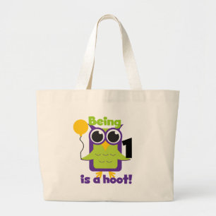 Hoot Owl 1st Birthday T-shirts and Gifts Large Tote Bag