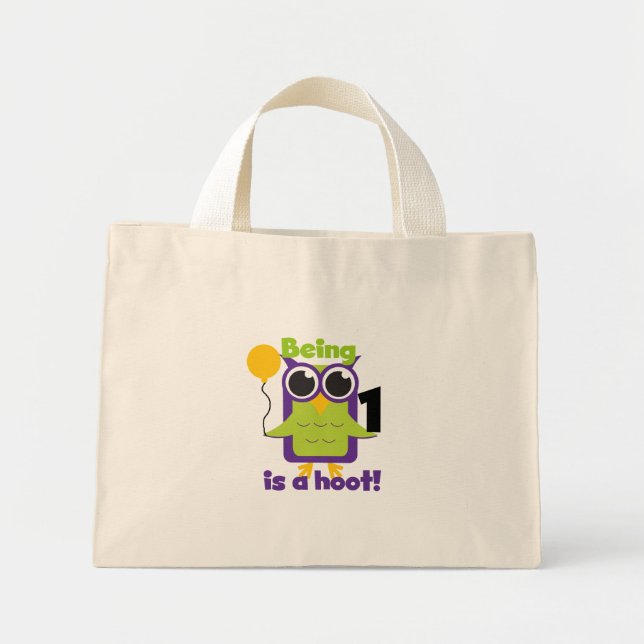 Hoot Owl 1st Birthday T-shirts and Gifts Mini Tote Bag (Front)