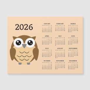 Hoot Owl 2026 Calendar Magnetic Card