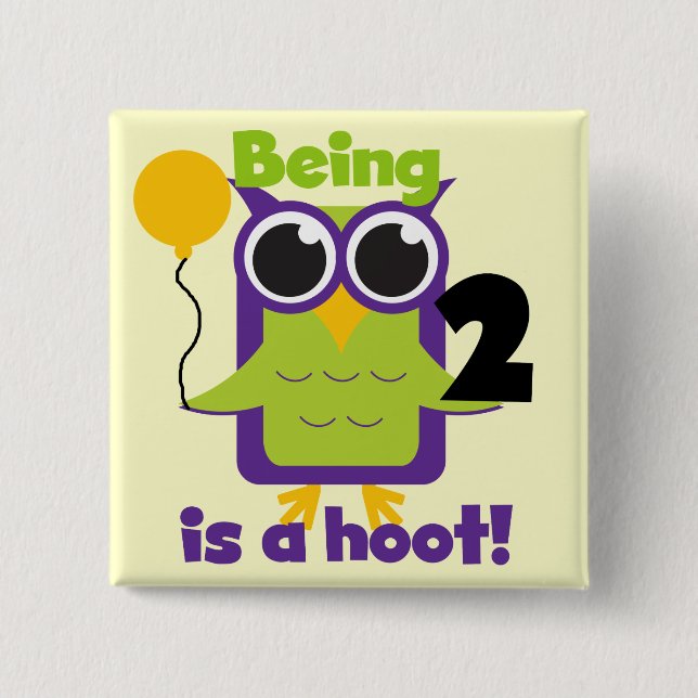 Hoot Owl 2nd Birthday T shirts and Gifts 15 Cm Square Badge (Front)