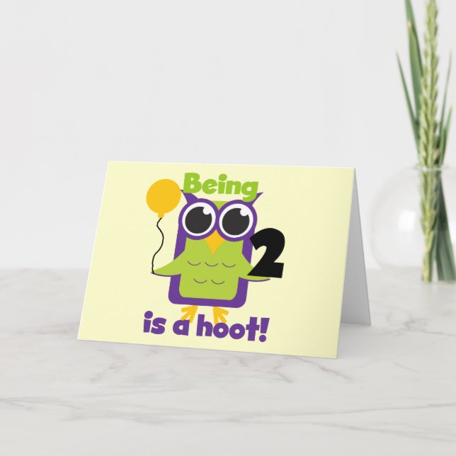 Hoot Owl 2nd Birthday T shirts and Gifts Card (Front)