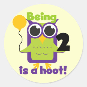 Hoot Owl 2nd Birthday T shirts and Gifts Classic Round Sticker