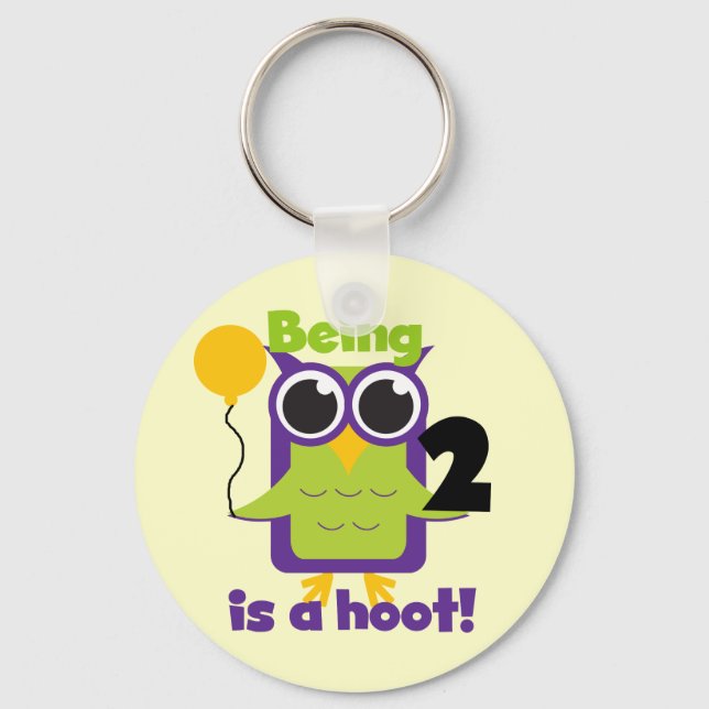 Hoot Owl 2nd Birthday T shirts and Gifts Key Ring (Front)