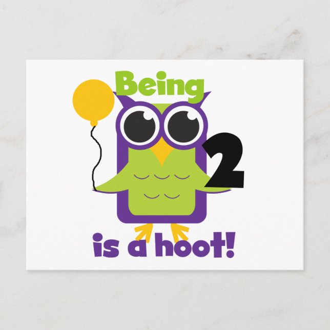Hoot Owl 2nd Birthday T shirts and Gifts Postcard (Front)