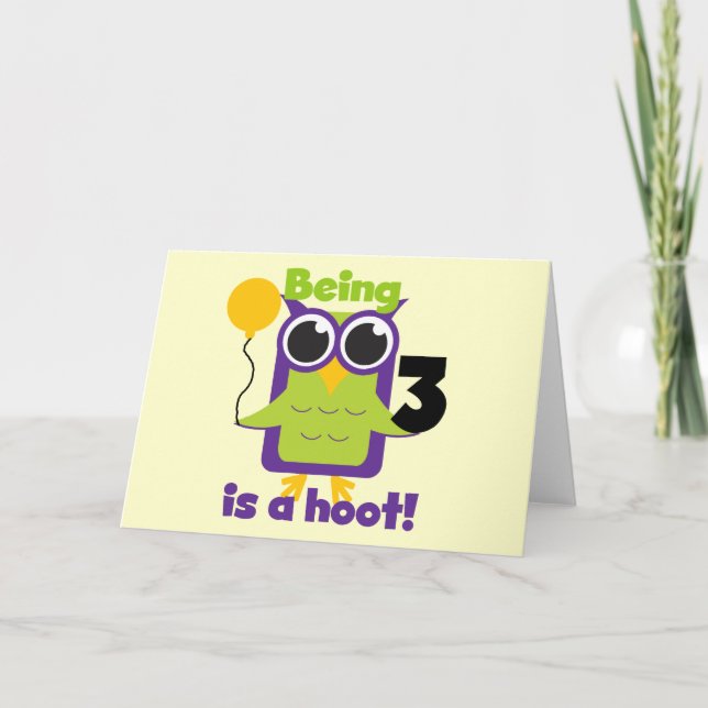 Hoot Owl 3rd Birthday T-shirts and Gifts Card (Front)