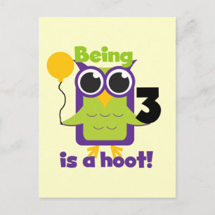 Hoot Owl 3rd Birthday T-shirts and Gifts Postcard