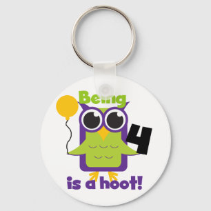 Hoot Owl 4th Birthday T-shirts and Gifts Key Ring