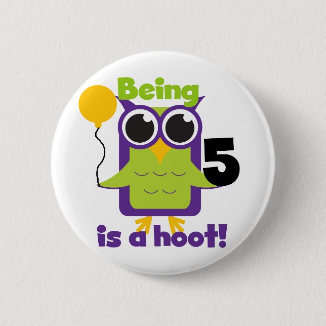Hoot Owl 5th Birthday T-shirts and Gifts 6 Cm Round Badge (Front)