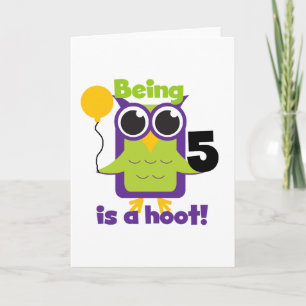 Hoot Owl 5th Birthday T-shirts and Gifts Card