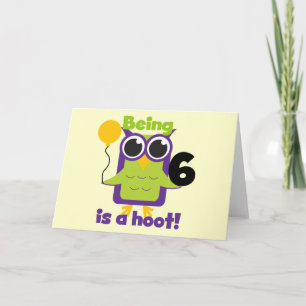 Hoot Owl 6th Birthday T-shirts and Gifts Card