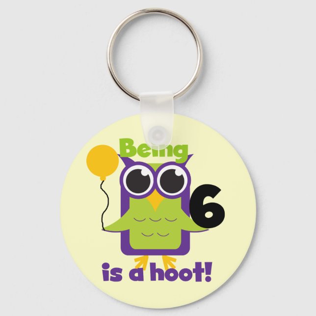 Hoot Owl 6th Birthday T-shirts and Gifts Key Ring (Front)