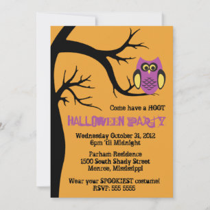 Hoot Owl Halloween Party Invitation