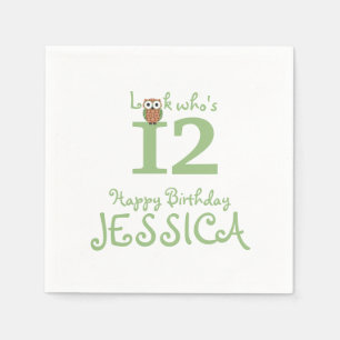 Hoot Owl Happy Birthday Napkin